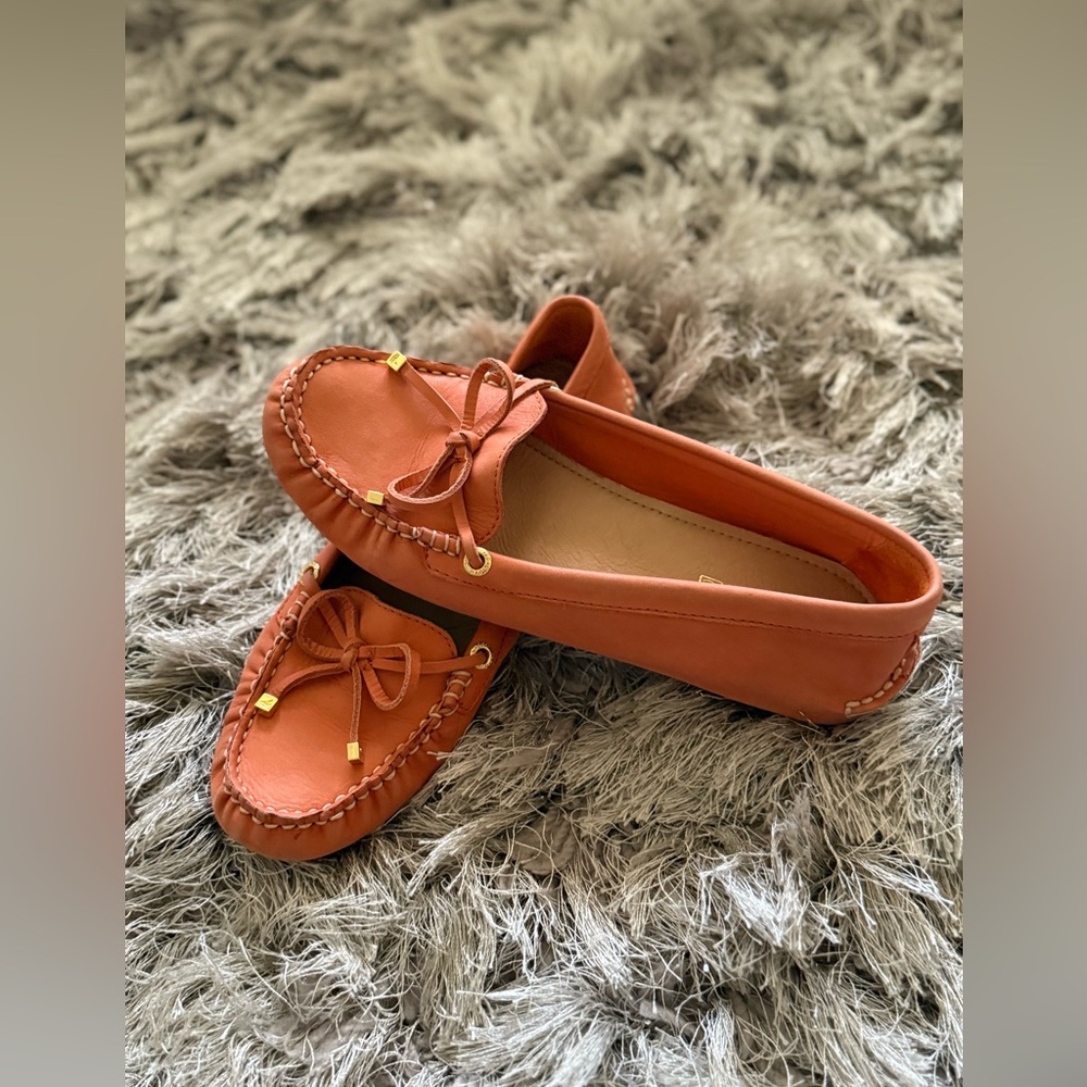 Sperry Orange Leather Moccasin Loafers - Picture 2 of 6